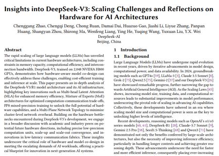 DeepSeek-V3 发布新论文，揭示低成本大模型训练的奥秘