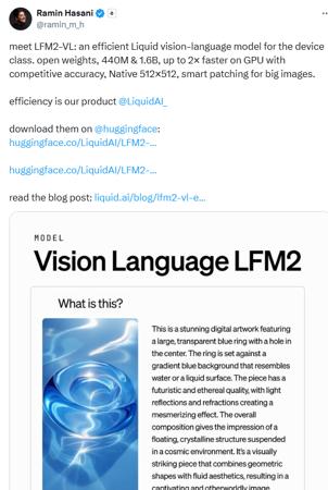 Liquid AI 推出 LFM2-VL 模型，为手机带来「小巧又灵敏」的AI 视觉语言能力